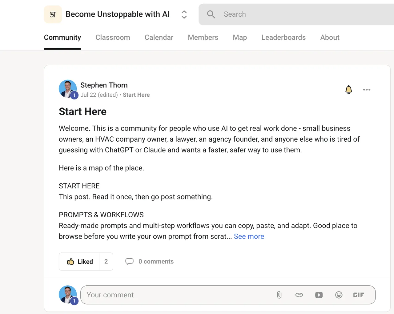The pinned Start Here post that maps out the community